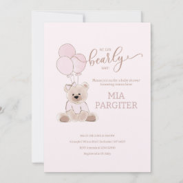 Invitación Podemos Esperar A Teddy Bear Baby Shower Rosa