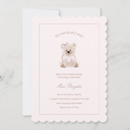 Invitación Podemos Esperar A Teddy Bear Baby Shower Rosa
