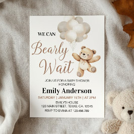 Invitación Podemos Esperar A Teddy Bear Balloon Baby Shower