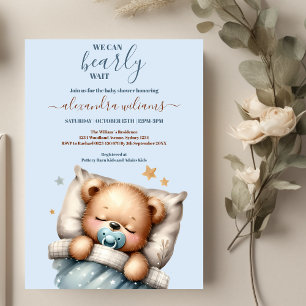Invitación Podemos Esperar A Teddy Bear Blue Boy Baby Shower