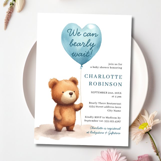 Invitación Podemos Esperar A Teddy Bear Blue Boy Baby Shower (Subido por el creador)