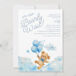 Invitación Podemos Esperar A Teddy Bear Blue Boy Baby Shower