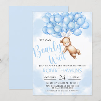 Invitación Podemos Esperar A Teddy Bear Boy Baby Shower