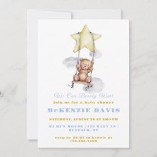 Invitación Podemos Esperar A Teddy Bear Boy Baby Shower