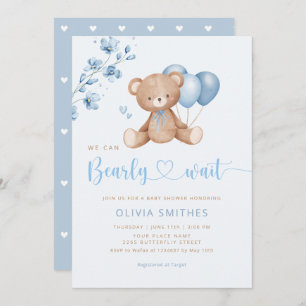 Invitación Podemos Esperar A Teddy Bear Boy Baby Shower