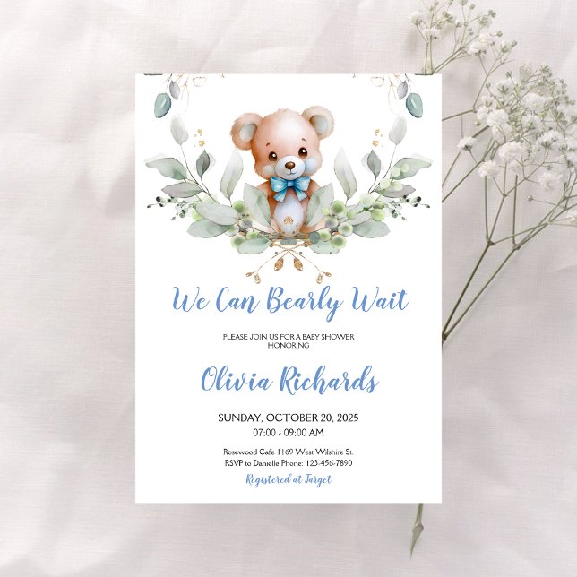 Invitación Podemos Esperar A Teddy Bear Boy Baby Shower (Subido por el creador)