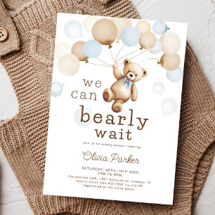 Invitación Podemos Esperar A Teddy Bear Boy Baby Shower