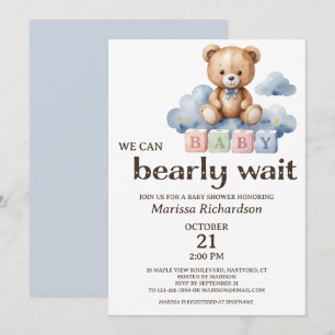 Invitación Podemos Esperar A Teddy Bear Boy Baby Shower
