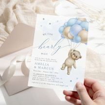 Podemos Esperar A Teddy Bear Boy Baby Shower Invi