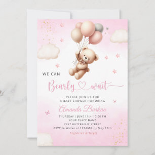 Invitación Podemos Esperar A Teddy Bear Chica Baby Shower