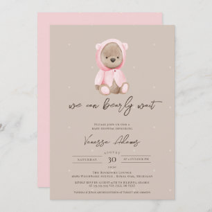 Invitación Podemos Esperar A Teddy Bear Chica Baby Shower