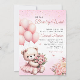 Invitación Podemos Esperar A Teddy Bear Chica Baby Shower