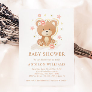 Invitación Podemos Esperar A Teddy Bear Chica Baby Shower