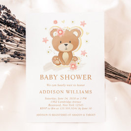 Invitación Podemos Esperar A Teddy Bear Chica Baby Shower