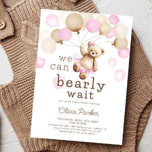 Invitación Podemos Esperar A Teddy Bear Chica Baby Shower