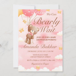 Invitación Podemos Esperar A Teddy Bear Chica Baby Shower
