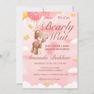 Invitación Podemos Esperar A Teddy Bear Chica Baby Shower