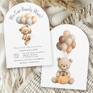 Invitación Podemos esperar a Teddy Bear con globos