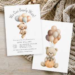 Invitación Podemos esperar a Teddy Bear con globos