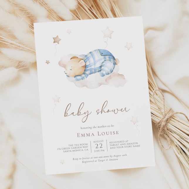 Invitación Podemos esperar a Teddy Bear en la nube Baby Showe (Subido por el creador)