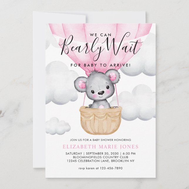 Invitación Podemos esperar a tiempo a Baby Shower Chica de gl (Anverso)