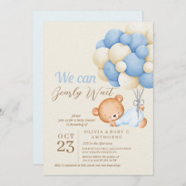 Invitación Podemos esperar a un bebé con globo Bear Bear