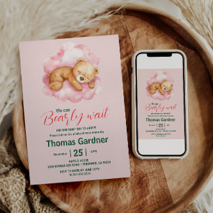 Invitación Podemos Esperar A Un Chico Con Oso De Baby Shower