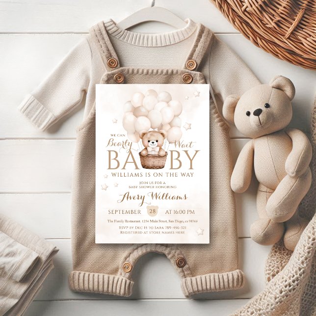 Invitación Podemos esperar a un globo Baby Shower neutral (Subido por el creador)