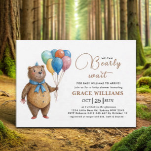 Invitación Podemos Esperar A Un Niño Con Un Globo De Bear Bab