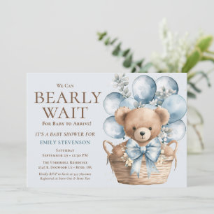 Invitación Podemos Esperar A Un Niño Oso En El Baby Shower De