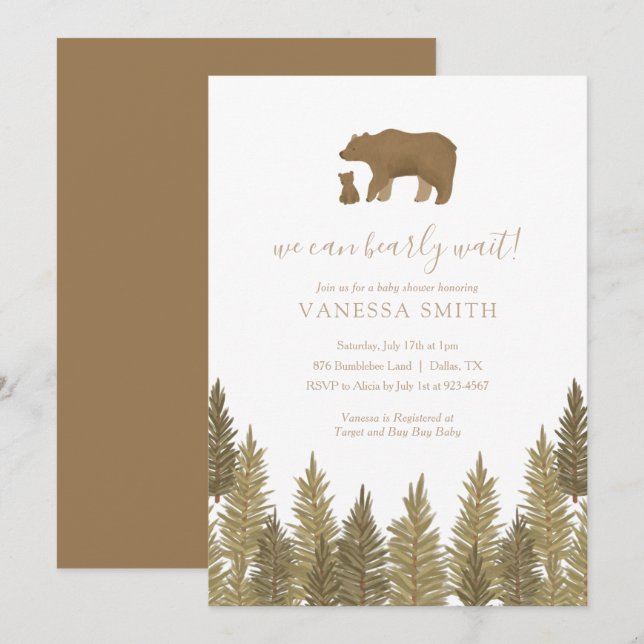 Invitación Podemos Esperar A Woodland Baby Shower (Anverso / Reverso)