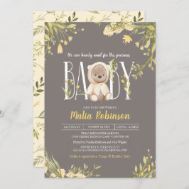 Invitación Podemos Esperar Al Amarillo Teddy Bear Baby Shower