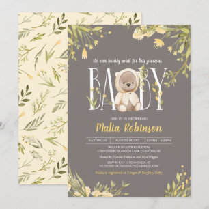 Invitación Podemos Esperar Al Amarillo Teddy Bear Baby Shower
