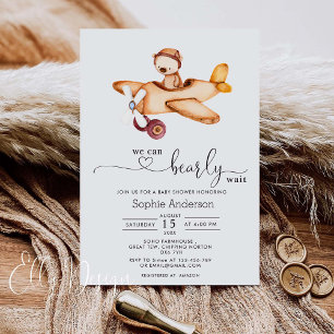 Invitación Podemos Esperar Al Avión Teddy Bear Baby Shower