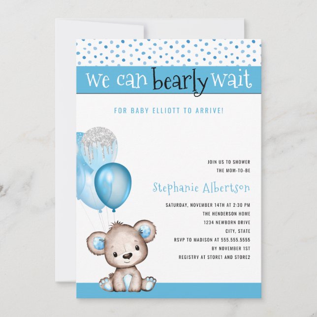 Invitación Podemos Esperar Al Niño Baby Shower (Anverso)