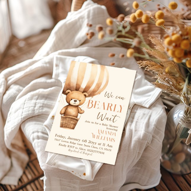 Invitación Podemos Esperar Al Oso De La Baby Shower Beige (Subido por el creador)
