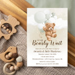 Invitación Podemos esperar anticipadamente (sage) la invitaci<br><div class="desc">Esto Podemos esperar temprano Teddy Bear Baby Shower Invitación es perfecto para su evento de peluche esponjoso y acogedor!</div>