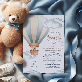 Invitación Podemos Esperar Apenas Oso de Peluche Globo Aerost