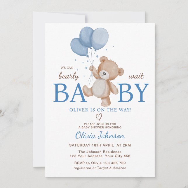 Invitación Podemos Esperar Baby Shower (Anverso)