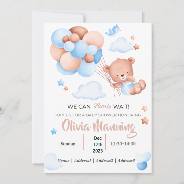Invitación Podemos Esperar Baby Shower (Anverso)