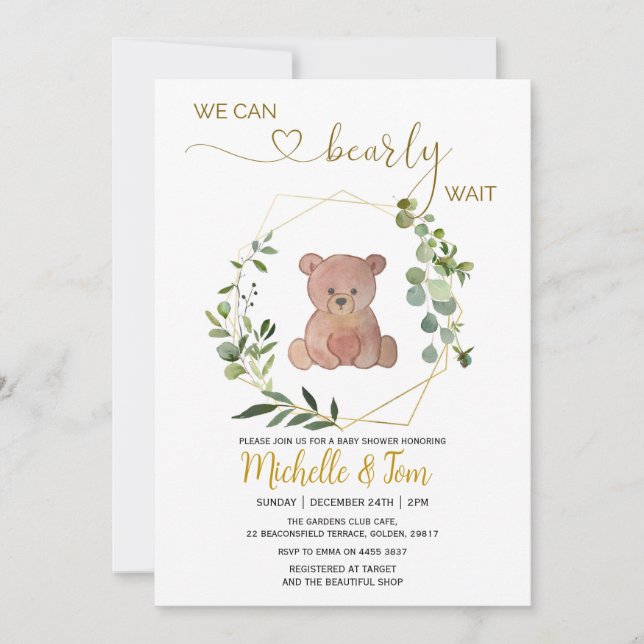 Invitación Podemos Esperar Baby Shower (Anverso)