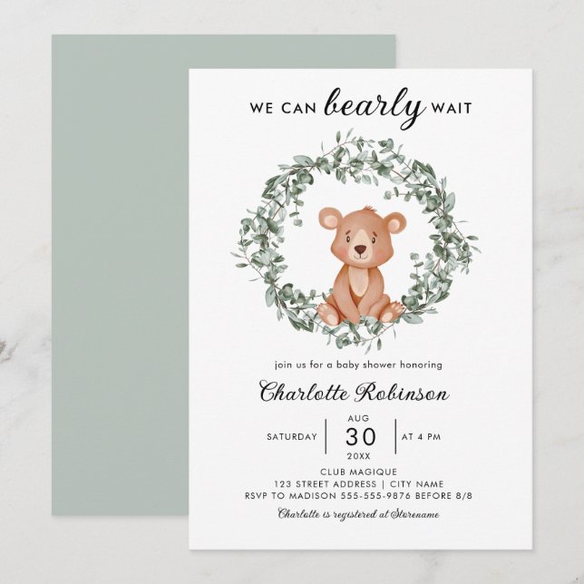 Invitación Podemos Esperar Baby Shower (Anverso / Reverso)