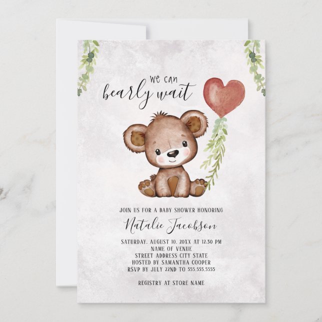 Invitación Podemos Esperar Baby Shower (Anverso)
