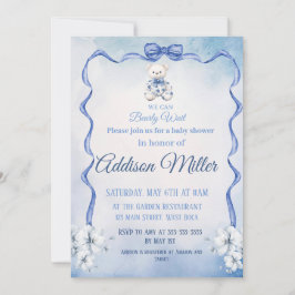 Invitación Podemos Esperar, Baby Shower Elegante Blue&White