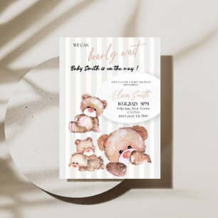 Invitación Podemos Esperar Baby Shower - Oso Marrón