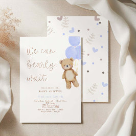 Invitación Podemos Esperar Bear Bear Blue Balloons Baby Showe