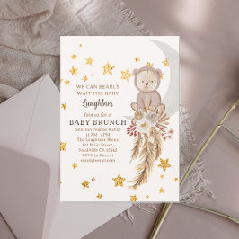 Invitación Podemos Esperar Bearnos Boho Bear Moon Baby Brunch