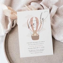 Invitación Podemos Esperar. | Bebé Chica con globo aerostátic