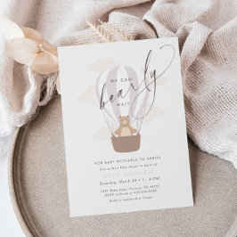 Invitación Podemos Esperar. | Bebé Chica Globo Aire Púrpura