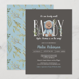Invitación ¡Podemos Esperar! Boy Blue Teddy Bear Shower